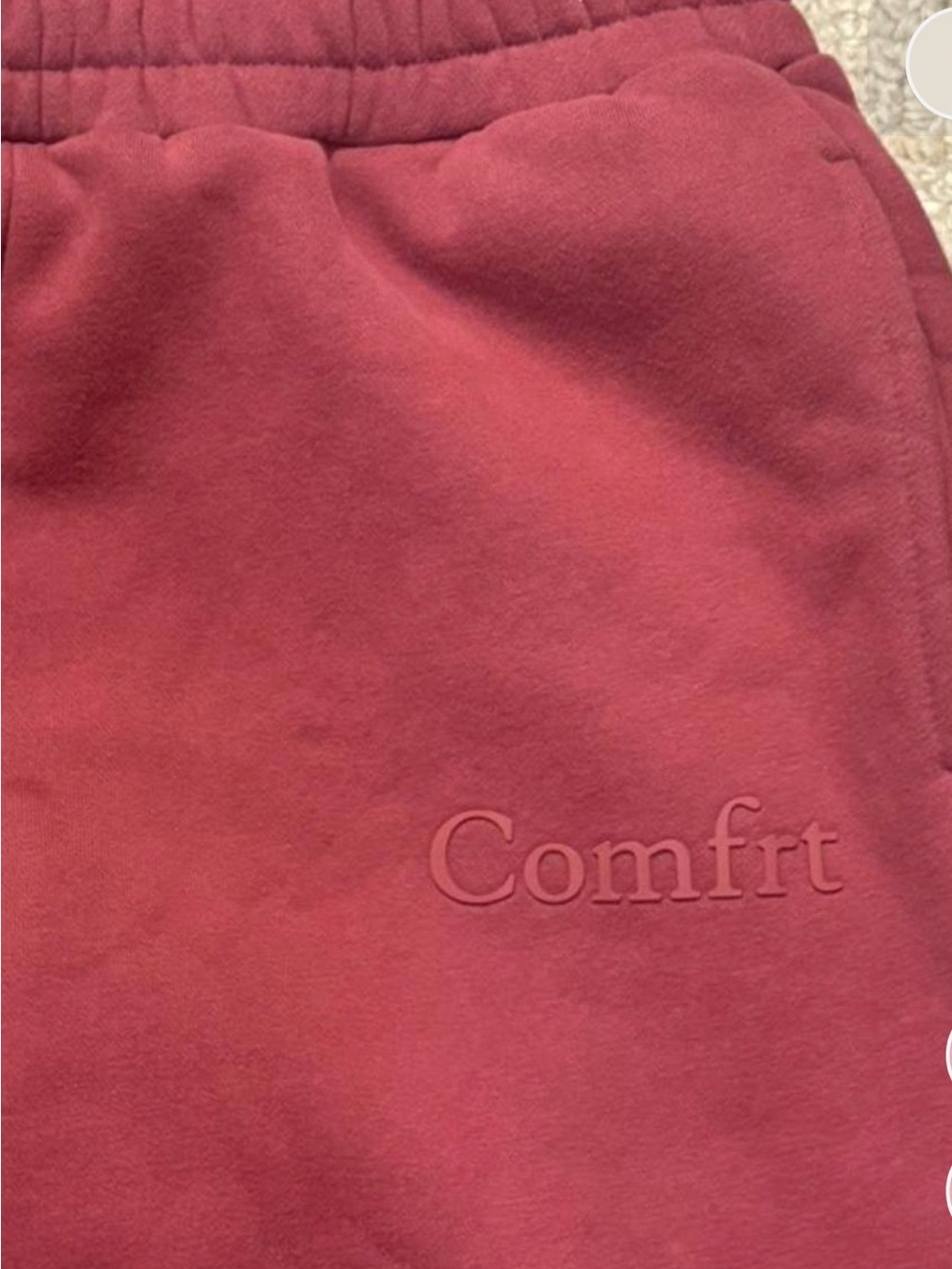 Embossed 'Comfrt' Sweatpants - Roseberry